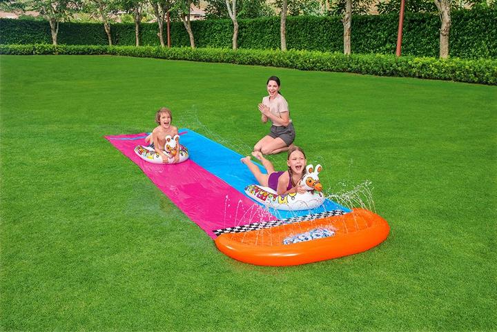 Produktbild Bestway 2er-Wasserrutsche mit aufblasbaren Lama-Schwimmtieren (4.88 m)