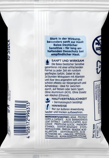 Image du produit dm Balea Lingettes déodorantes Sensitive (Chiffons de nettoyage)