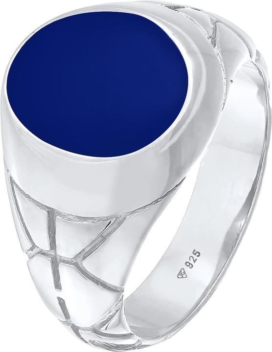 Kuzzoi Bague Basic Homme Chevalière ovale émail argent 925