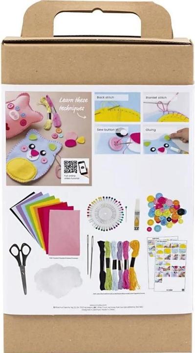 Creativ Company Kit de démarrage pour la couture Feutre, cordon, boutons