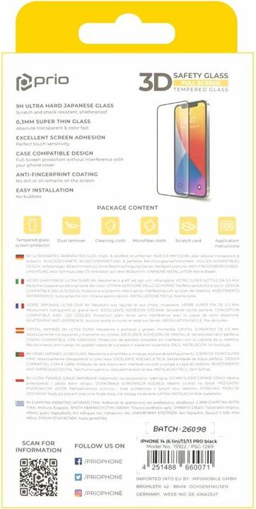 Produktbild prio 3D Tempered Glass (1 Stück, Apple iPhone 14, Apple iPhone 13, Apple iPhone 13 Pro)