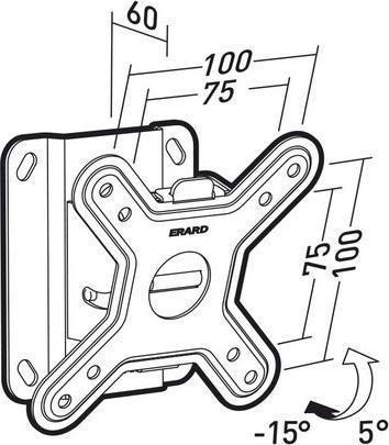 Actual product image Erard CLIFF 100T tiltable monitor wall mount 15-28 inch (Wall, 23", 15 kg)