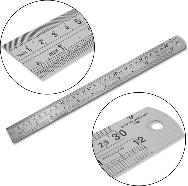 Actual product image Stahlwerk Stainless steel ruler 300 mm, suitable for industry, trade and DIY (300 mm)