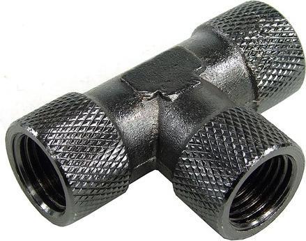Immagine prodotto Aquatuning Raccordo a T filetto femmina G1/4 compatto zigrinato nero ni