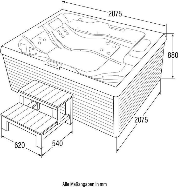 Produktbild Home Deluxe Outdoor Whirlpool TEAM-STAR, 34 Massagedüsen LED, Treppe und Thermoabdeckung, 5 Personen (5 Pers.)