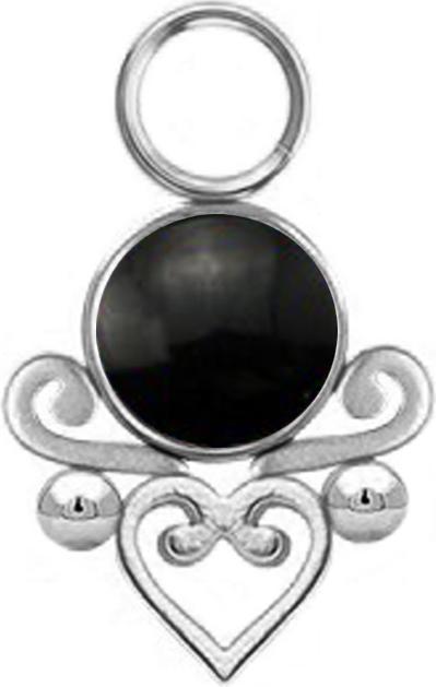 Star Piercing Anhänger silber schwarzer Onyx Stein filigranes Herz (Mineralisch, ohne Messing, Chirurgenstahl 316L)