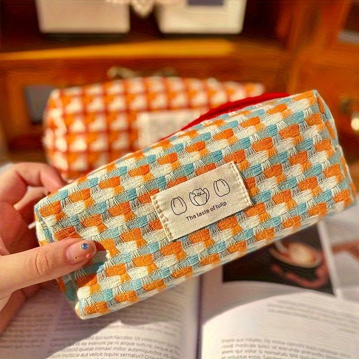 Image du produit Only-Bags.Store arc-en-ciel tressé papeterie sac lavable Pencil Case boîte de papeterie grande capacité