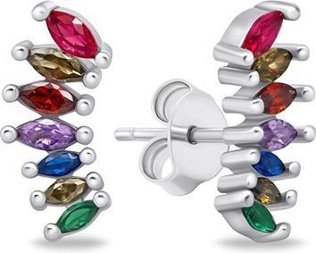 Brilio Silver - Unmissable silver earrings with colored zircons EA722WRBW