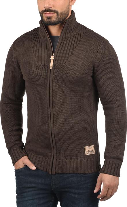 Actual product image Solid Poul Men's Cardigan Chunky Knit Jacket With Funnel Neck (L)