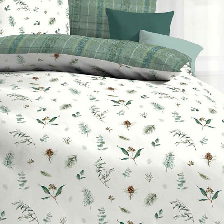 Produktbild Kaeppel Biber Bettwäsche Winter Greens grün (Bettwäsche Set, 135x200 cm, 80x80 cm)