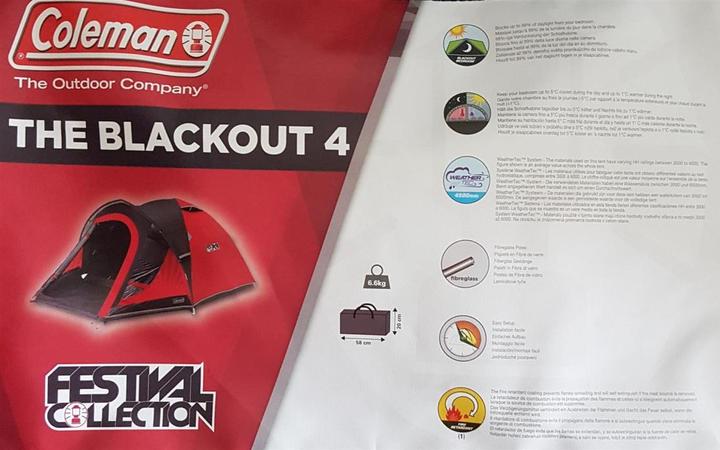 Actual product image Coleman Blackout 4 (Dome tent, 6.60 kg, 4 persons)