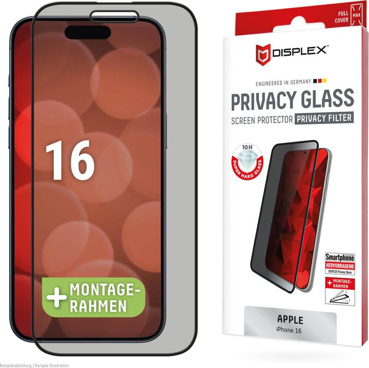 Displex Privacy Glass, Privacy Full Cover Panzerglas (1 pièce(s), Apple iPhone 16)