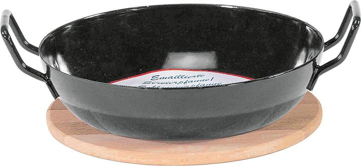 Actual product image Krüger Serving pan with wooden plate (20 cm, Enamel)