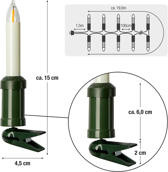 Actual product image Hellum LED Filament Shaft Candle Necklace 20flg outdoor (22 m)