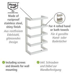 Produktbild Wenko Wand Handdoekrek Fondiro RVS glanzend 24x42cm - Handdoekhouder - Handdoekenrek (25781100)