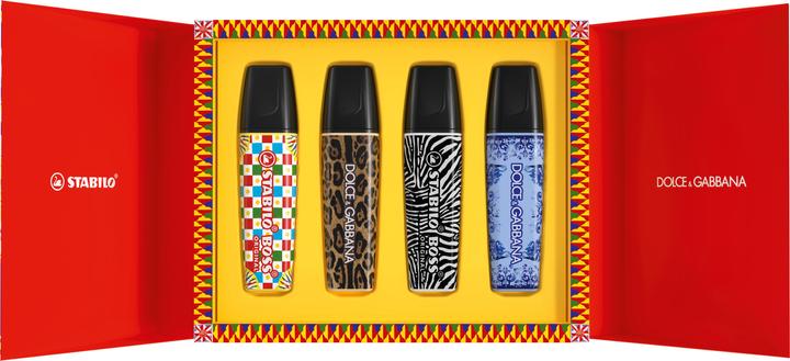 Immagine prodotto STABILO Boss Original x Dolce & Gabbana Box (Nero, Blu nuvoloso, Beige, Giallo pastello, 5 mm, 4 x)