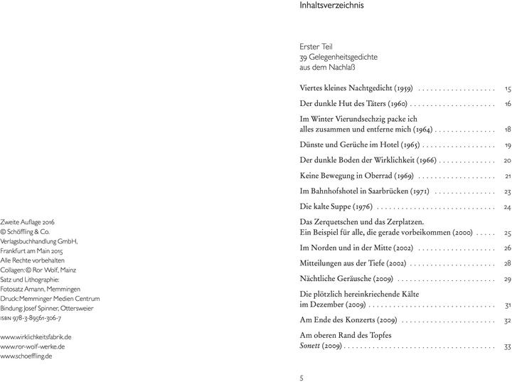 Nährwerte und Zutaten Die plötzlich hereinkriechende Kälte im Dezember (Deutsch, Ror Wolf, 2015)