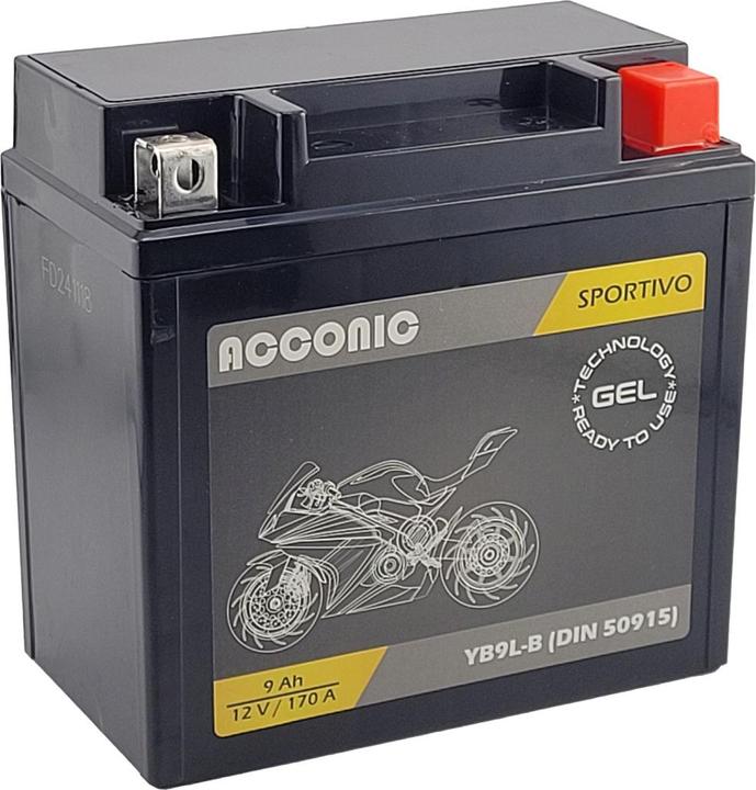 Produktbild Acconic Sportivo GEL YB9L-B Motorradbatterie 9 Ah 12V (DIN 50915) (12 V, 9 Ah)