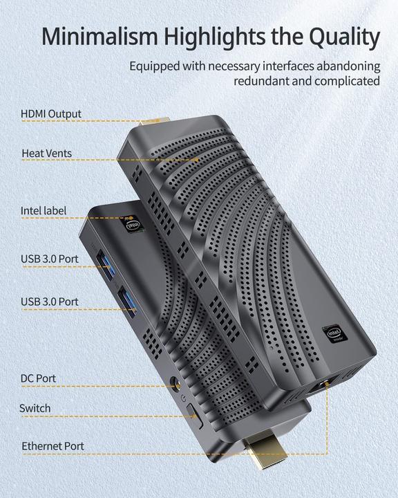 Actual product image NiPoGi Mini PC Stick (Intel Celeron N4000, 4 GB)