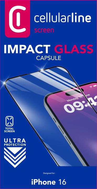 Produktbild Cellularline Impact Glass Capsule (1 Stück, Apple iPhone 16)