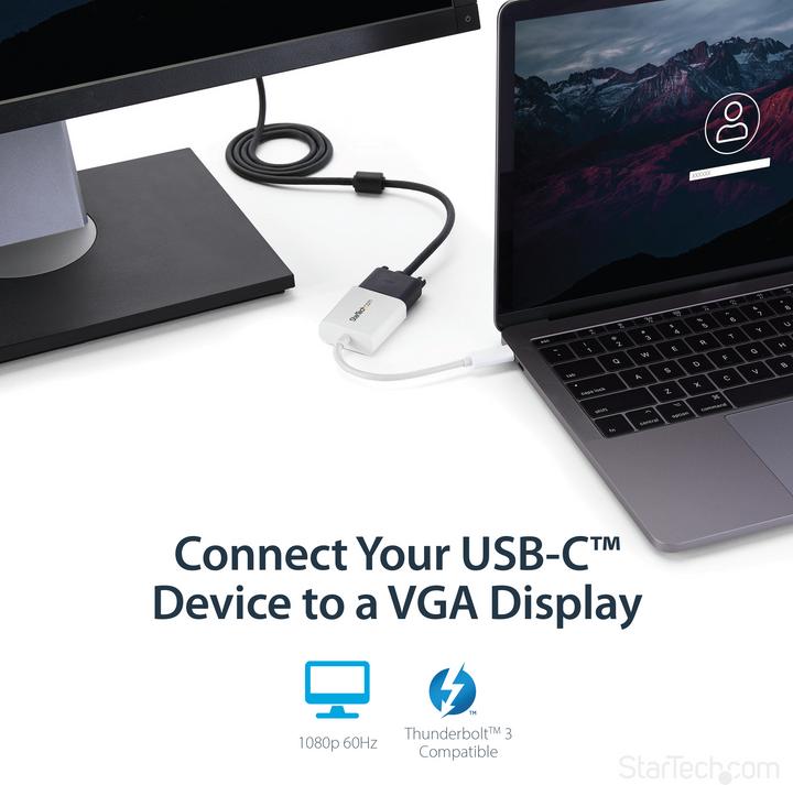 Immagine prodotto StarTech Adattatore USB-C A VGA - Bianco (VGA, 1750 cm)