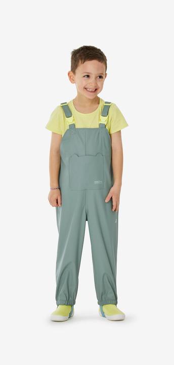 Quechua Regenhose Latzhose Kinder wasserdicht Wandern - MH900 grün