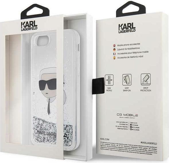 Actual product image Karl Lagerfeld KLHCI8LNKHCH iPhone 7/8/ SE 2020/2022 silver/silver hardcase Glitter Karl Head (Apple iPhone 7, Apple iPhone 8, Apple iPhone SE)