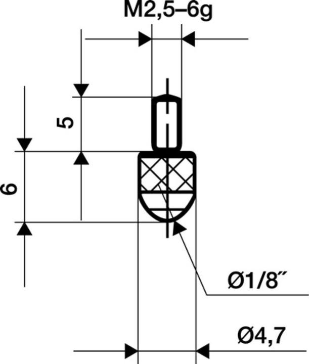 Produktbild Käfer Messeinsatz Ø 3 mm Länge 6 mm Kugel M2,5 Kunststoff passend zu Messuhren (0.60 cm)