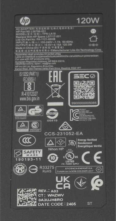 Actual product image HP PPP016L-E (120 W)