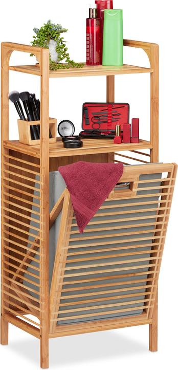 Actual product image Relaxdays Bathroom Shelf with Hamper (40 x 30 x 95 cm)