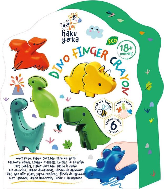 Actual product image Haku Yoka Finger wax crayon Dino (6 x)