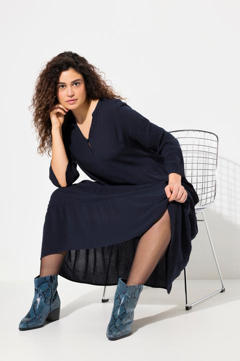 Produktbild Ulla Popken Kleid, A-Linie, Tunika-Ausschnitt, 3/4-Volantarm (56)