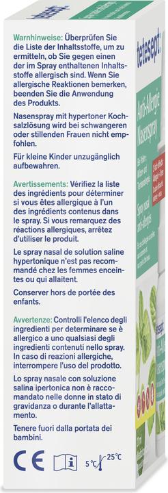 Nutritional values and ingredients Tetesept Anti Allergy Nasal Spray 20 ml (1 Piece)