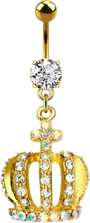 Image du produit Star Piercing Banane plaquée or avec pendentif couronne (Acier chirurgical 316L, sans laiton)