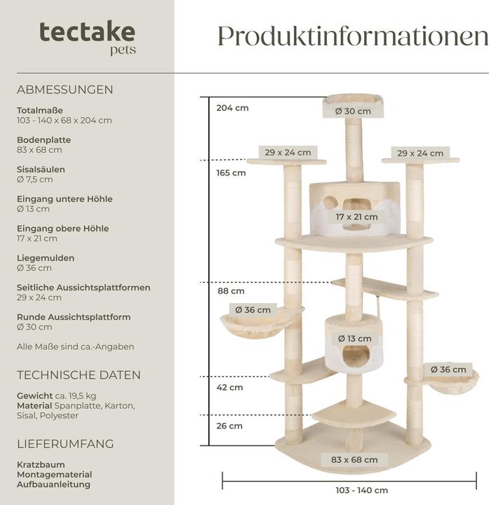 Actual product image tectake Nelly (204 cm, Beige, White)