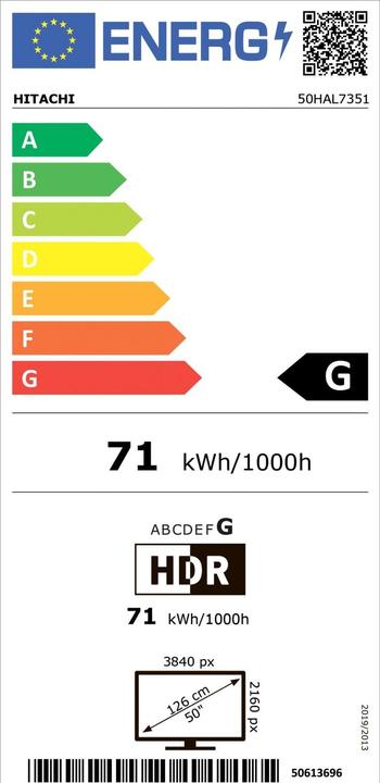 Energy Label Hitachi 50HAL7351 (50", LCD, 4K, 2021)