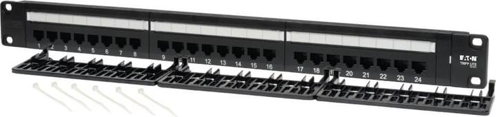 Image du produit Eaton 24 ports 1U rackable Cat5e 110 Panneau de brassage 568B RJ45 Ethernet TAA