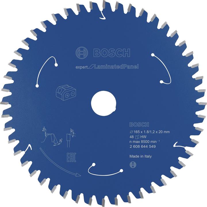Produktbild Bosch Professional Zubehör Akku-Kreissägeblatt Expert for Laminated Panel, 165 x 1,8/1,2 x 20, 48 Zähne