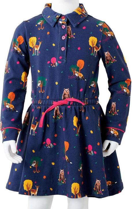 Actual product image VidaXL Children's dress with long sleeves and drawstring navy blue (92)