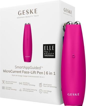 Konjac Sponge Urządzenie do mikroprądowego liftingu twarzy 6w1 Geske z Aplikacją (magenta)