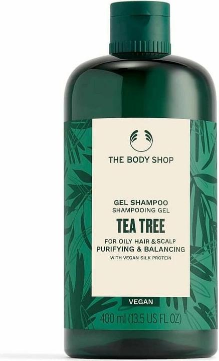 Produktbild Body Shop Tea Tree Purifying & Balancing Shampoo Gel für fettiges Haar und Kopfhaut (400 ml, Flüssiges Shampoo)