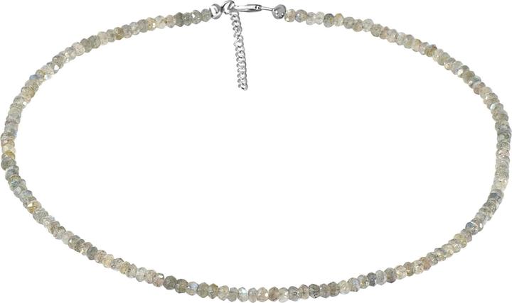 Xen Labradorit- Collier 4 mm Kugeln facettiert 43 + 5 cm 925 Silber (925 Sterling Silber, 43 cm)