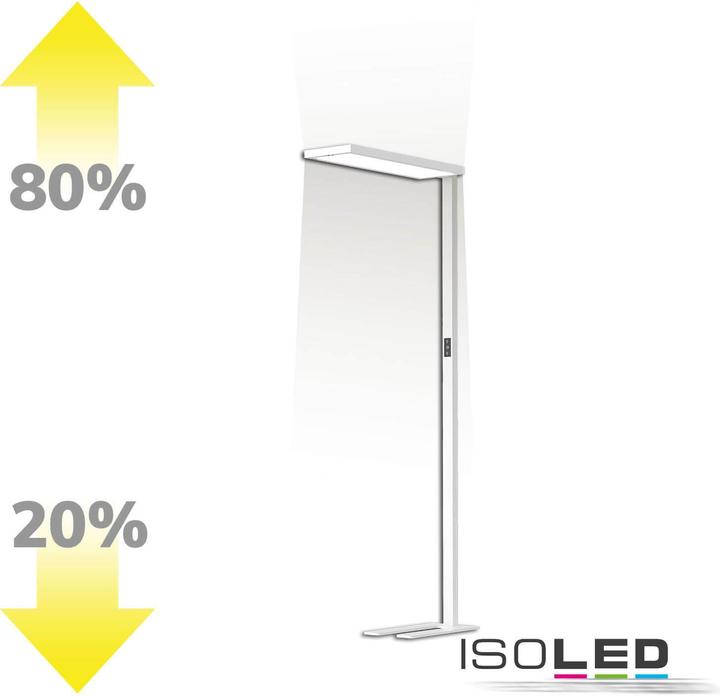 Image du produit Isoled LED Office Pro Lampadaire Up/Down, 80W/20W, argenté, UGR<19, blanc neutre, Touch-Dimm, CH-Stec