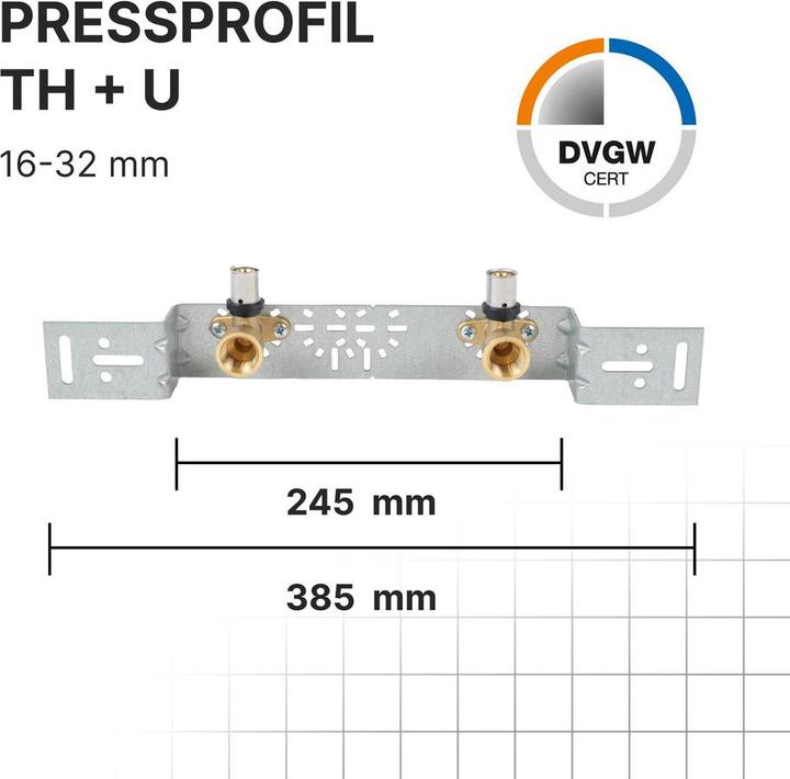 Produktbild Sanpro THPRESS Pressfitting Einzelwandscheibe + Montageplatte abgewinkelt, Größe 20x2, Abmessung 73 - 153 m (Pressverbindung)