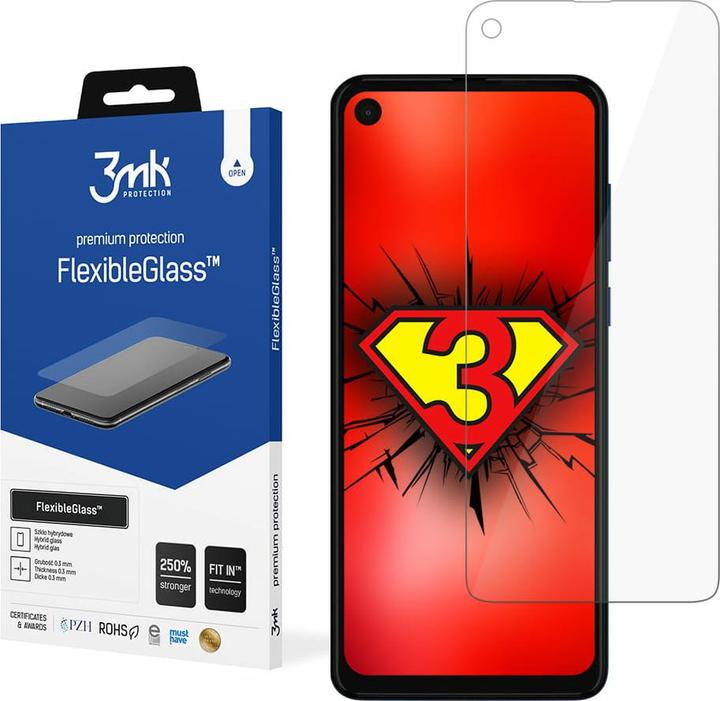 Actual product image 3MK hybrid glass Flexible 2.5D for Motorola One Vision (1 Piece, Motorola One Vision)