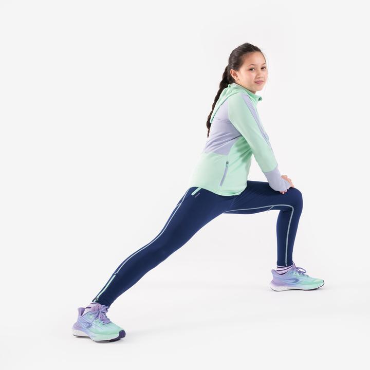 Image du produit Kiprun Cuissard long enfant zippé - Dry+ 900 bleu foncé/vert