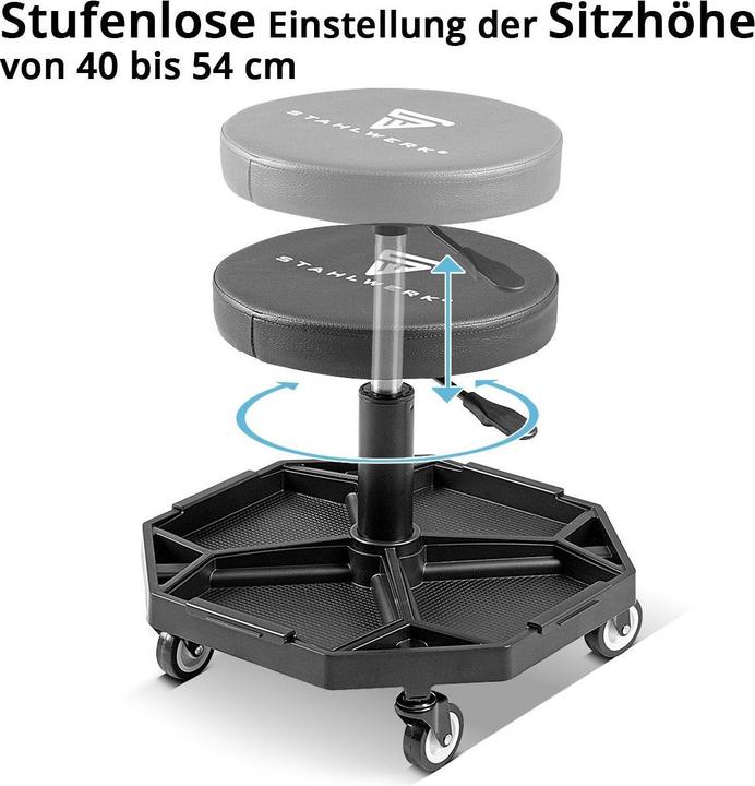 Produktbild Stahlwerk Werkstatthocker WRH-136 ST bis 136 kg belastbar höhenverstellbar (136 kg)
