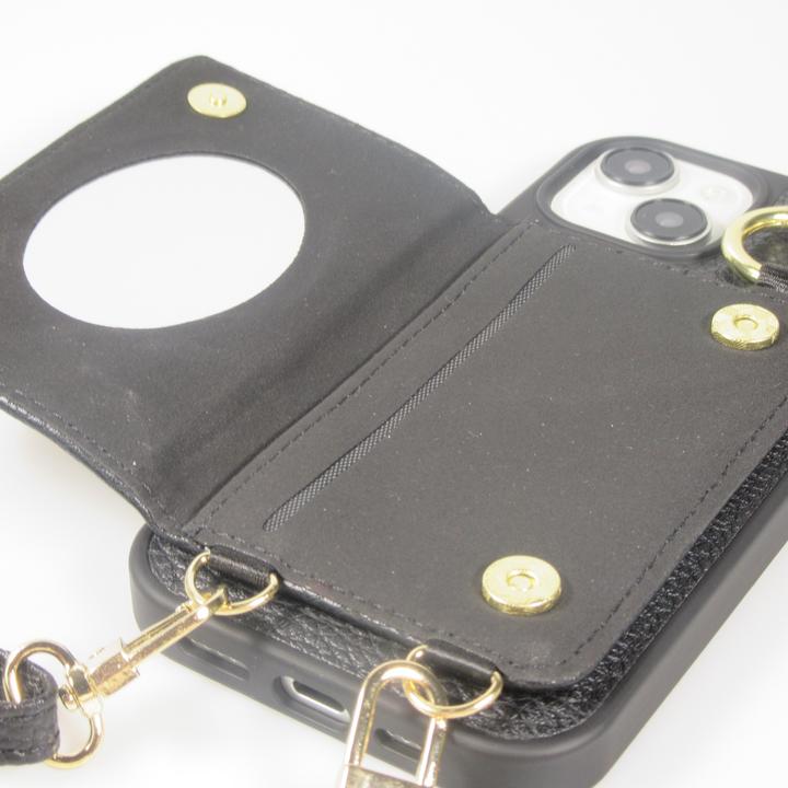 Image du produit PhoneLook Coque Cuir matelassé avec miroir et compartiment carte inclus grande lanière amovible (Apple iPhone 15)
