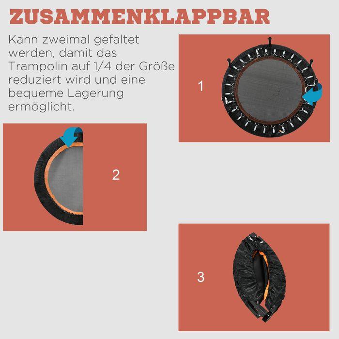 Produktbild Swisshandel24 102 cm Fitness-Trampolin, Faltbares Mini-Trampolin mit Haltegriff, Schwarz (102 cm)