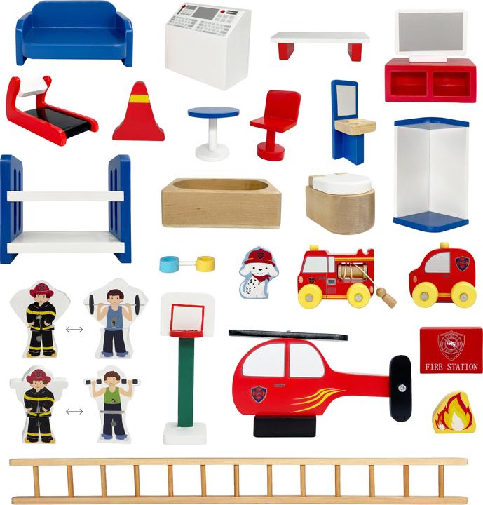 Produktbild Teamson Kids Feuerwehrstation aus Holz Spielset mit 24 Figuren Farbenfrohes Abenteuer
